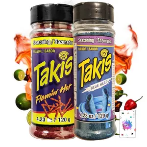 Takis Powder Flamin Hot & Blue Heat Takis Seasoning Dust 90 gr 2 Pk for Fruit, Popcorn, Corn, Chamoy Pickle Kit, Polvo De Takis Fuego, Chili Powder, Wing Seasoning, Mexican Spicy Flavor