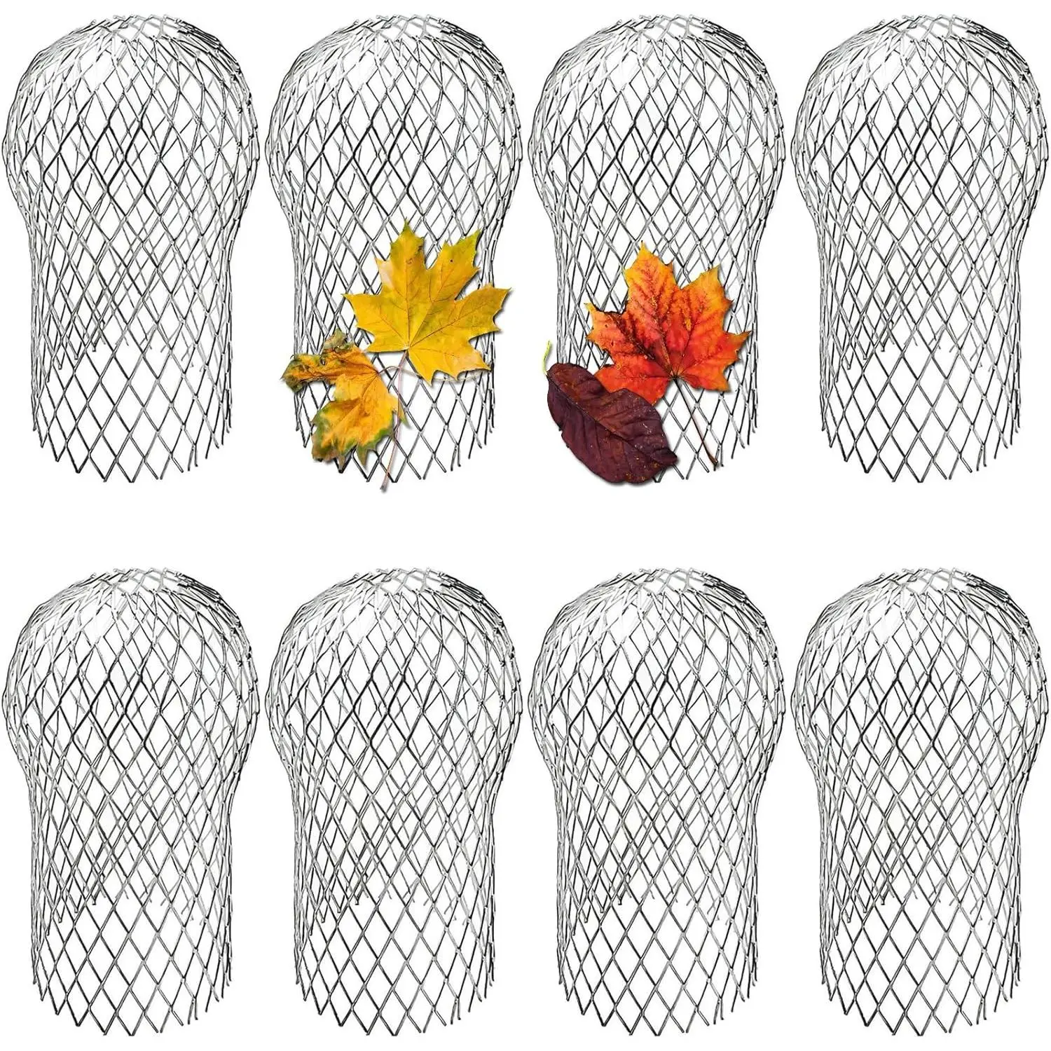 8 Pack Gutter Guards, 3.5 Inch Expandable Aluminium Strainers with Metal Mesh Grid - Prevents Clogging, Protects from Debris & Leaves, Gutter Protection, Small Animals From Clogging, No