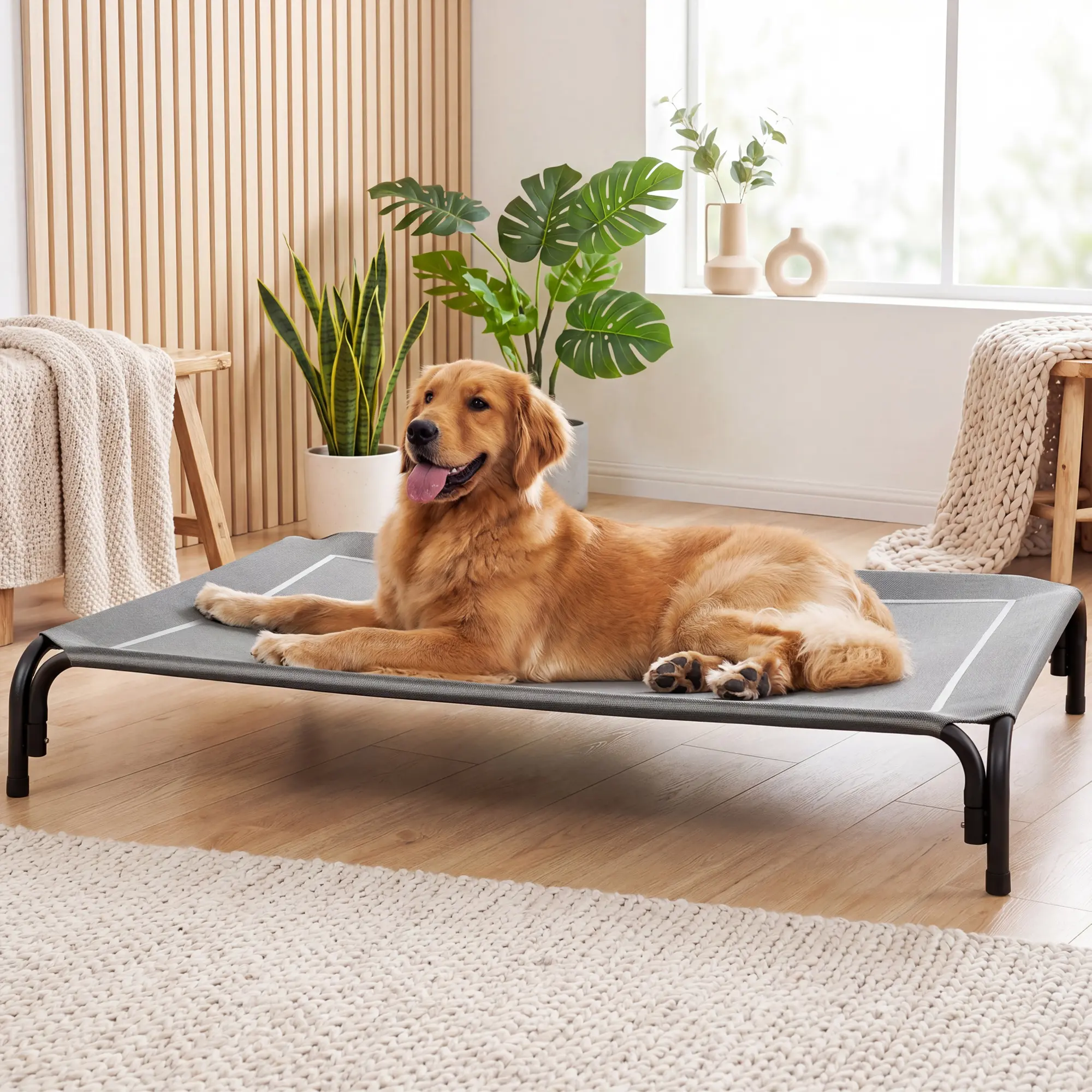 【DealsForYouDays】 Elevated Dog Bed for Large Dogs, Cooling Pet Cot with Breathable Mesh & Durable Frame, Easy to Clean Raised Pet Mats for Indoor & Outdoor Home Summervibes petlovers outdoorfun summerwins