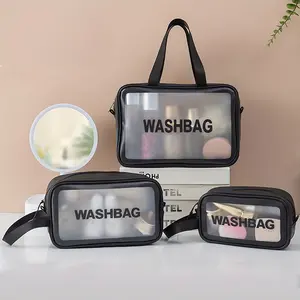 Fashionable Large Capacity Transparent Clear Makeup Bag - 3pcs Set for Cosmetic Organizer Storage with Unscented, Ideal for Unisex Adults