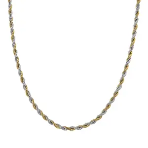Shop LC Rope Chain Necklace in ION Plated Yellow Gold and Stainless Steel 20-22 Inches Shop LC Rope Chain Necklace in ION Plated Yellow Gold and Stainless Steel 20-22 Inches