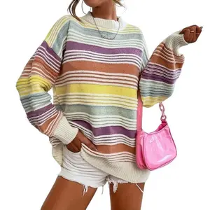 Women’s contrasting striped pullover set for Autumn 2025, oversized knit jumpsuit GARMENTARY