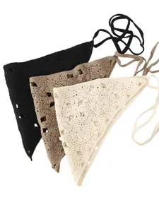 Triangle Headscarf Belt Accessory, Multifunctional Floral Knit Hairband, Casual Style for Women and Girls, Fits Jeans and Dresses, Headband Head Wrap