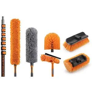High Reach Telescoping Duster Kit and Vinyl Siding Brushes with Extension Pole