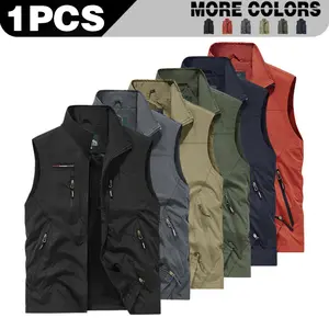 SummerVibes Men's casual stand collar workwear outdoor vest jacket for spring, summer, autumn