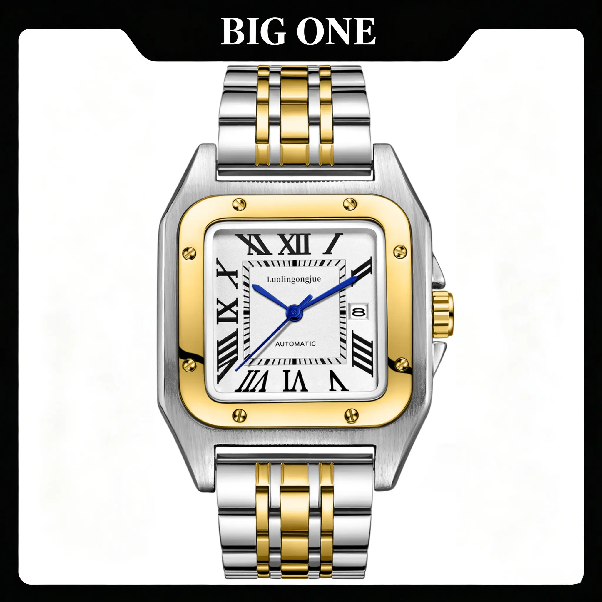 Vintage Men's Automatic Mechanical Watch & Solid Steel Strap Classic Style【BIG ONE WATCH】