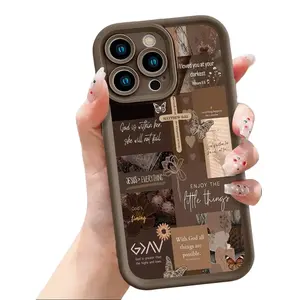 Stylish Earth Tone Boho Christian Pattern Phone Case for iPhone 17 16 15 14 Pro Max 13 12 11 XR XS Plus Air Slim Durable Anti Scratch TPU Cover for Boho Chic Lovers