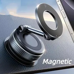 Rotating Folding Magnetic Portable Phone Holder, Universal Smartphone Holder with Suction Mount, Secure Smartphone Mount for Car Interior Accessories