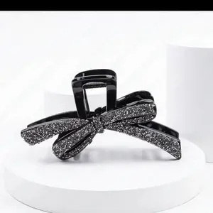 Rhinestone Bow Hair Claw Clip, Large Hair Claw for Thick Hair, Strong Grip Clip for Updos & Bun Hairstyles