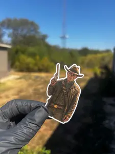 Cowboy Ghoul Sticker | Fallout-Inspired Western Gunslinger | Post-Apocalyptic Vinyl Decal | The Glitch Lab