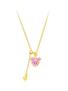 Luxem Cute Cartoon Pendant Necklace Sparkling Cubic Zirconia Adjustable Chain Fashion Elegant Golden Jewelry Gift for Women Statement Necklace