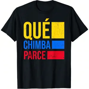 Qué Chimba Parce Colombia Flag Retro Vintage Colombian Slang T-Shirt,Oversized Short Sleeve Classic Heavy Cotton T Shirt Printed Graphic Tee Women's Casual Short-Sleeved Top
