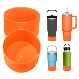 2pcs Silicone Boot Covers for Stanley Cup 20-40 Oz Shaker Cups, Non-Slip Bottom Fits 30-40 Oz Trek Shakers, Water Bottle Base Protectors, Drink Protectors