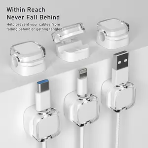 6 Pack Magnetic Cable Clips – Adjustable Cord Holder for Desk, Nightstand, Car, Office | Adhesive Cable Clips & Wire Clips for Cable Management | Organize Charger Holders for Cords, Phone Cord Holder Cable Organizer