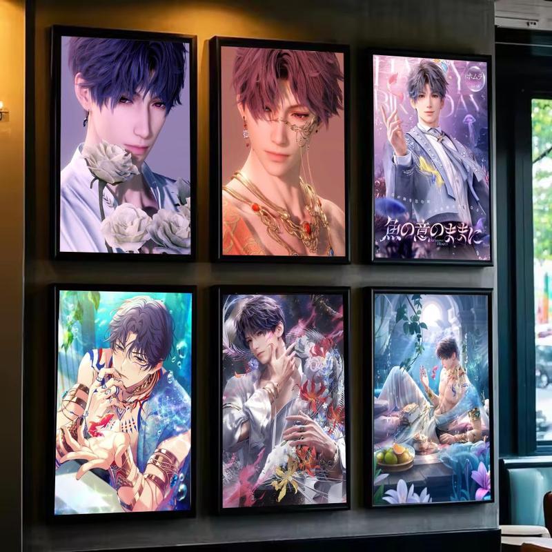 R-Rafayel Love And D-Deepspace Poster Sticky Wall Art Printing Waterproof Modern Aesthetic Home Living Bedroom Decor Trendy Room Decoration Gift Durable High Quality