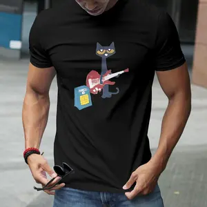Pete the Cat Playing Guitar Tee Y2K 90s Graphic Shirt Crop Coquette Vintage Design Menswear Tropical Shortsleeve White Tshirt