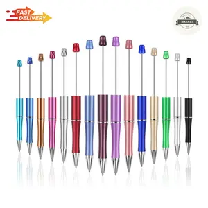 15 PCS Beadable Pens, Beadable Pens Bulk Colored Plastic, Black Ink Beaded Pens Creative Diy Pen, Bend Pens for Make Gifts for Children and Students, Office School Supplies