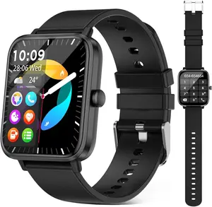 Smartwatch with a 1.69-inch HD display; compatible with iPhone, Samsung, and Android phones (supports Bluetooth calling); features over 100 built-in sports modes and monitoring for heart rate, sleep, and blood oxygen; IP68 water resistance. strap dual app