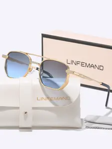 Linfemand Classic Vintage Icy Metal Uv400, Unisex Fashion Dual Beam Decorative Glasses for Driving, Travel, Photography, Gifts, Trendy Casual High Quality Sunglasses