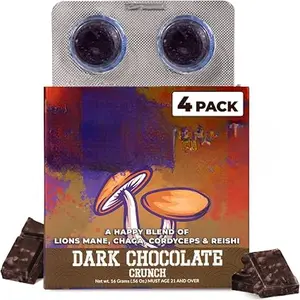 Mushroom Gummies 3200mg | Lion's Mane, Reishi, Cordyceps & Chaga Blend | 4 Count | Dark Chocolate Flavor