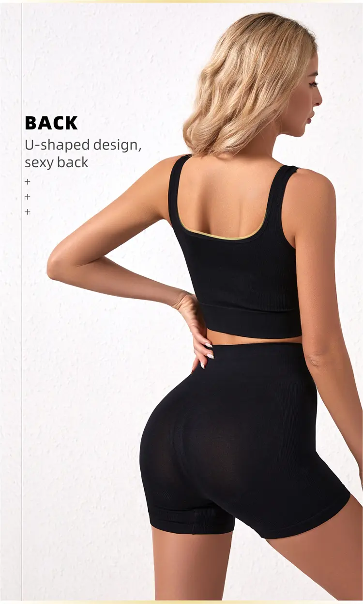 Product Introduction of VVL Women's Backless Halter Crop Top & High Waist Shorts Workout Gym Yoga Set,Sporty Breathable Comfy Fitness Outfits for Women,Ladies Gym Clothes 15