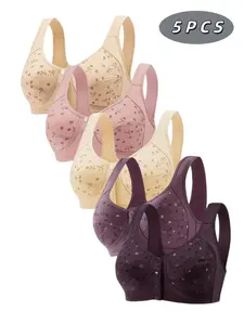 Women's Floral Print Medium Push Up Bra, Soft Comfortable Breathable Fit Everyday Bra, Women's Lingerie for All Seasons