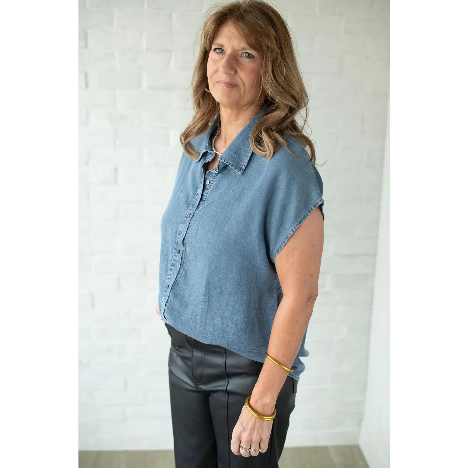 Denim Chambray Blouse