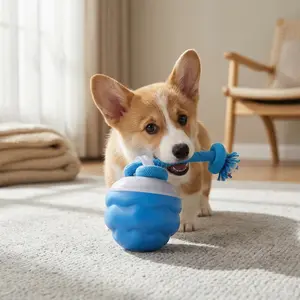 Interactive Dog Ball Toy with Rope, USB Rechargeable Automatic Moving Dog Toy, Puppy Chew Toy for Boredom and Anxiety Relief