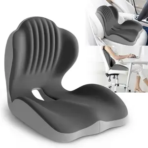 Ergonomic Shell Memory Foam Seat Cushion Backrest, Extended Design, Soft Support, Long Sitting Comfort, Office Chair, Car Seat, Home Use