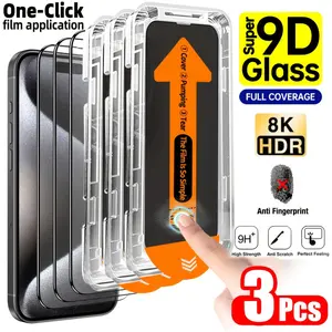 3-Pack Auto-Alignment Tempered Glass Screen Protector for iPhone 17/16/15/14/13/12/11 Series (Plus/Pro/Pro Max,16e,17Air )| 9H Hardness, Full Coverage, Anti-Scratch & Bubble-Free Installation, HD Clear Protection