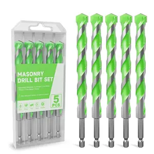 5 Pack 1/2 inch Masonry Drill Bit Set - Carbide Tip Hex Shank Concrete Drill Bits for Brick, Tile, Cement, Glass & Plastic