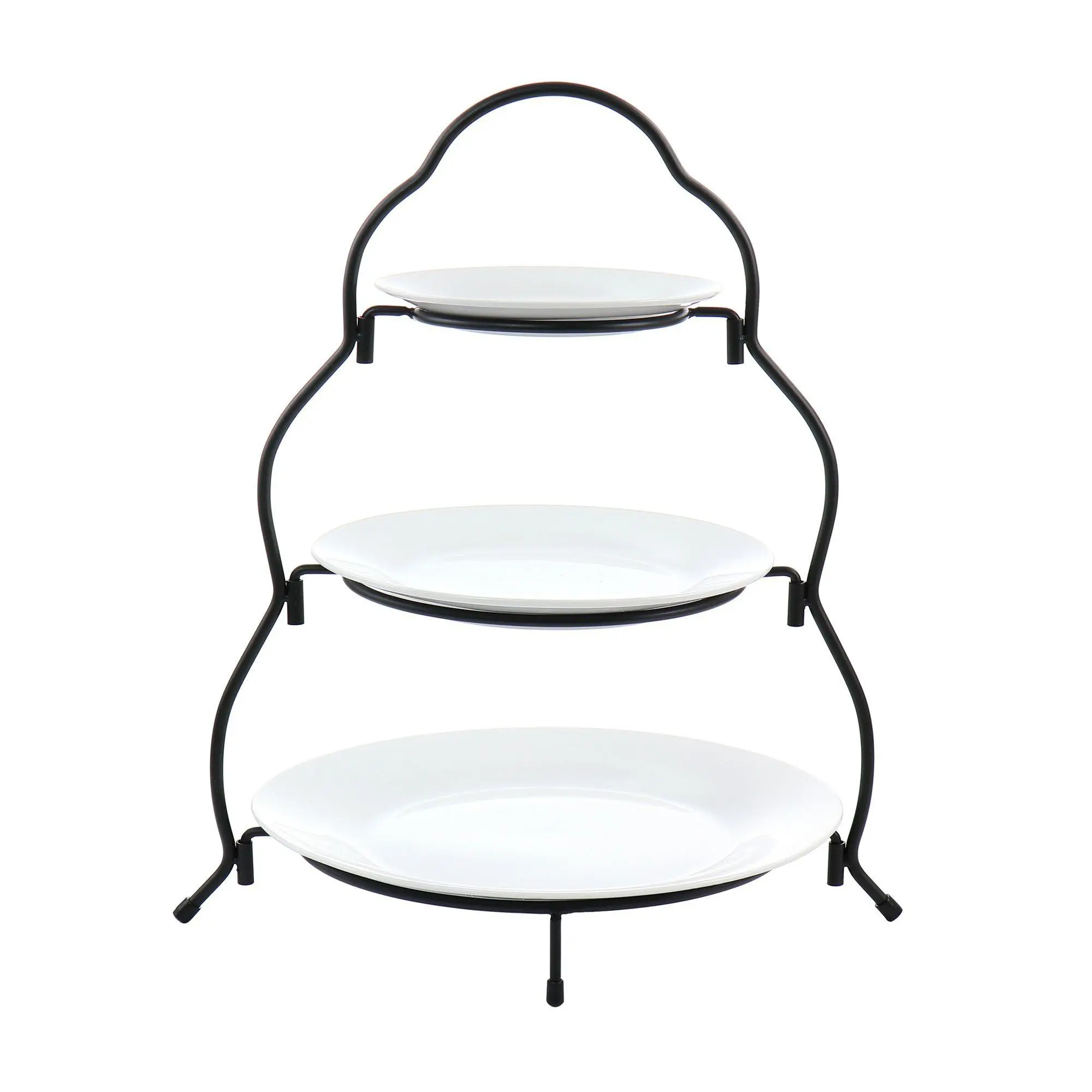Elama 3 Tier Round Plate Porcelain Serveware Se t