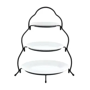 Elama 3 Tier Round Plate Porcelain Serveware Se t