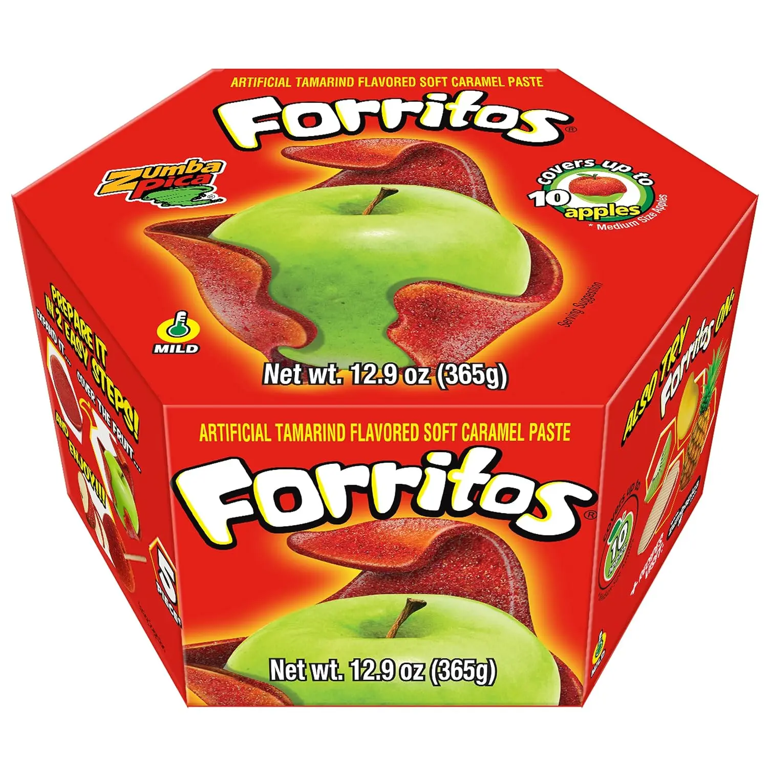 Zumba Pica Forritos TAMARINDO - Tamarind Flavored Soft Caramel Paste for Apples - Tamarindo Mexican Candy - Caramel Apple Wraps - Forritos Tamarindo para Manzanas (5 Count)