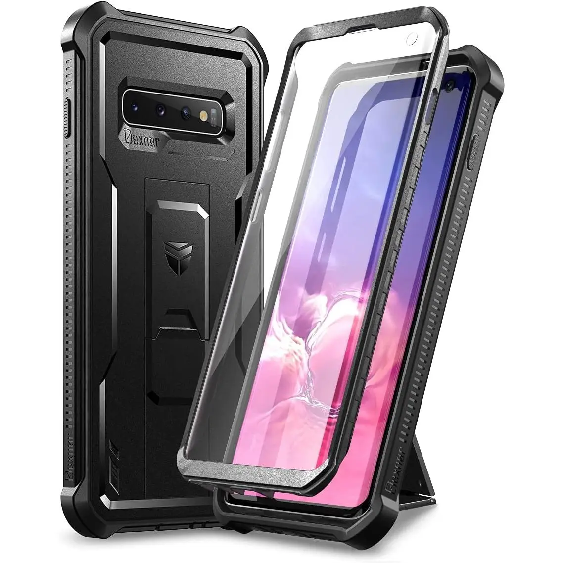 for  Galaxy S10 Case, [Built in Screen Protector and Kickstand] Heavy Duty  Grade Protection Shockproof Protective Cover for  Galaxy S10 Black
