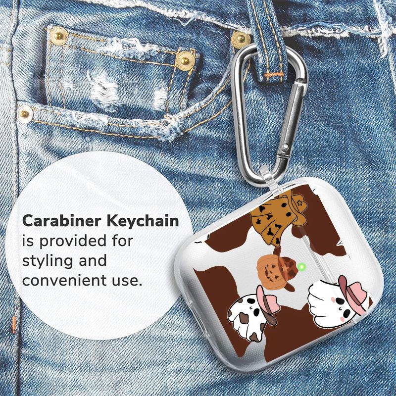 Cowboy Ghost Fantasy Pattern TPU Soft Protective Case for Apple AirPods 4/3/2/1/Pro/Pro2 Transparent Earphone Cover with Keychain Attachment Cowboy Ghost Fantasy Pattern TPU Soft Protective Case for Apple AirPods 4/3/2/1/Pro/Pro2 Transparent Earphone Cover with Keychain Attachment