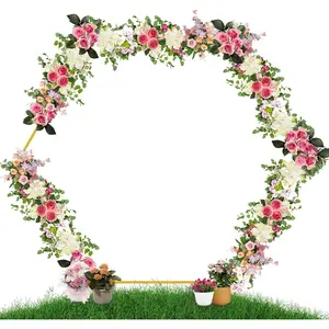 7.2-Foot Hexagonal Wedding Arch, Metal Frame Background Stand, Multi-Occasion Decorative Backdrop for Weddings, Graduations, Anniversaries & Baby Showers, Indoor/Outdoor Gold Arch Decoration
