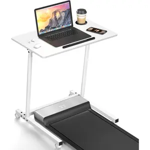 Treadmill Desk, Mobile Small Standing Desk with Wheels for Walking Pad, Portable Table for Laptop, Rolling Table Adjustable Height, Bedside Table,White
