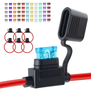 6 Pack Inline Fuse Holder 12V, Upgraded 12 AWG Waterproof Fuse Holder with 66 Pcs Standard Car Fuses (2A/3A/5A/7.5A/10A/15A/20A/25A/30A/35A/40A), in Line Fuses Holders 12v for Marine Auto