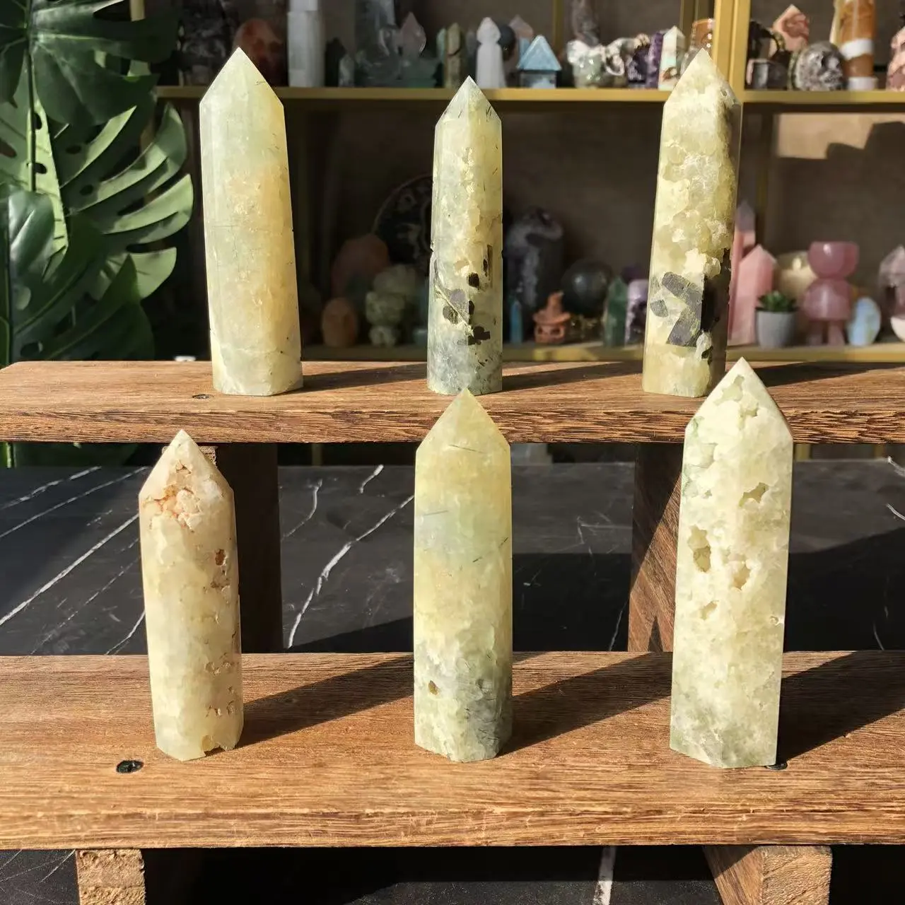 Natural Crystal Prehnite Tower Collection