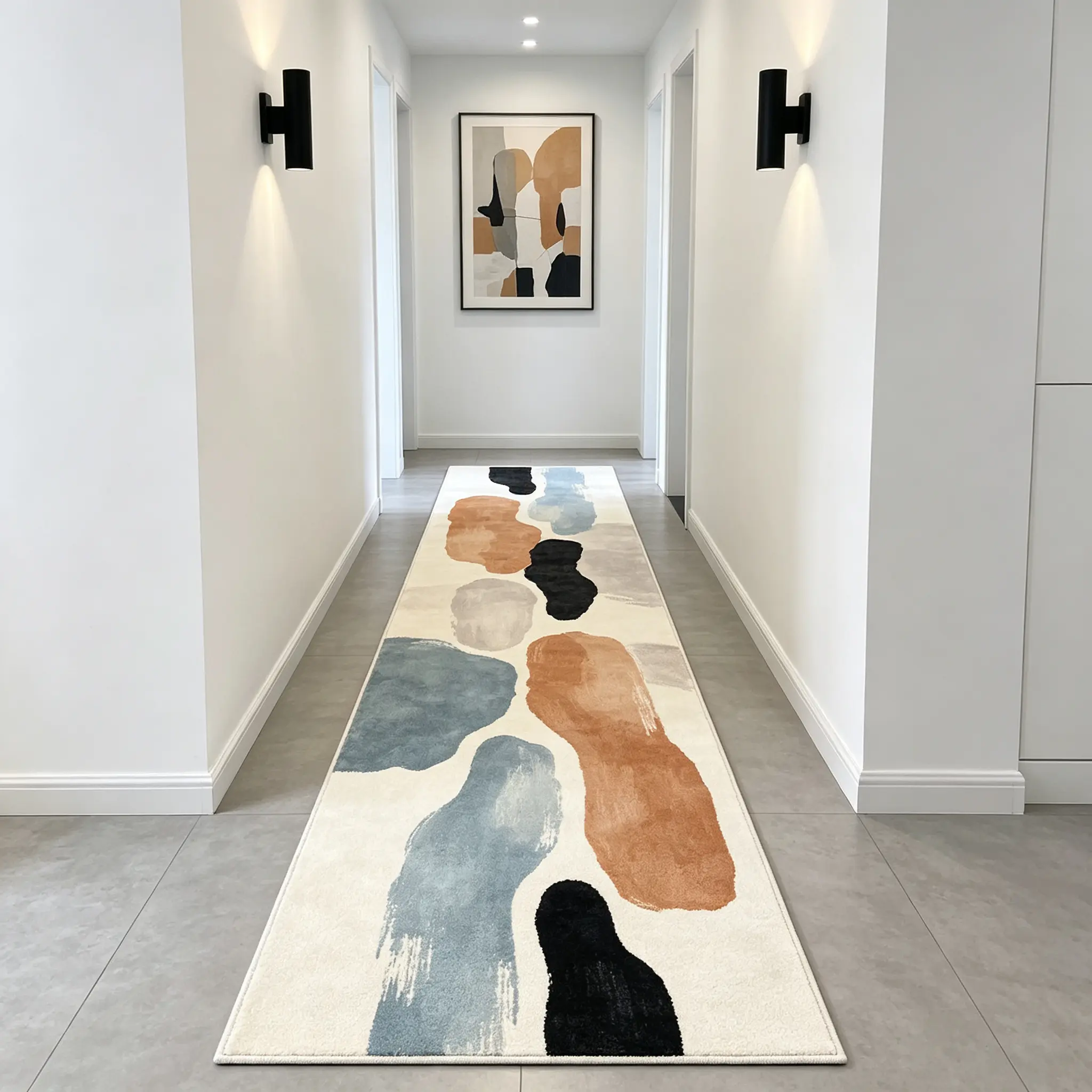 Abstract watercolor blob hallway rug, artistic home decorative area rug, household decorative rug, decorative rug mat, multi-size floor mat for living room, bedroom, and dining room, living room rugs, holiday gift choice