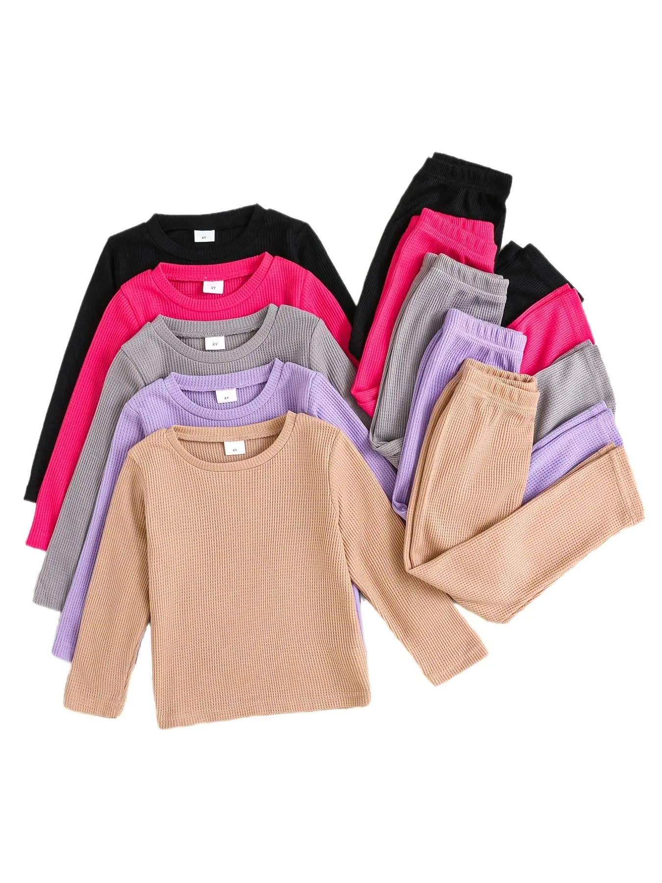 Girls' Spring & Fall 10-Piece Knitted Set Long Sleeve Pants, Urban Fashion Casual Design, Perfect Outdoor Wear, Best Gift for Daughter or Granddaughter