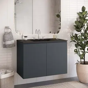 Modway Bryn 36" Wall-Mount Bathroom Vanity in Gray Black