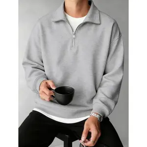 Men's Fashion Half-Zip Stand Collar Sweater, Comfortable Warmth, Flexible Design, Trendy Cross Pattern Print, Casual Daily Wear, Winter