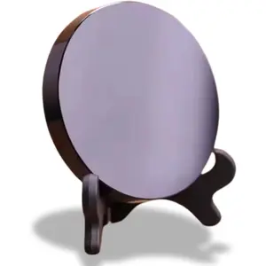 3.15" Natural Black Obsidian Scrying Mirror - Healing Crystals for Witchcraft, Divination, Meditation, Crystal Decor with Wooden Stand