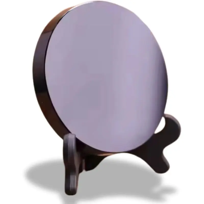 3.15" Natural Black Obsidian Scrying Mirror - Gothic Decorative Mirror, Healing Crystals for Witchcraft, Divination, Meditation, Crystal Decor with Wooden Stand