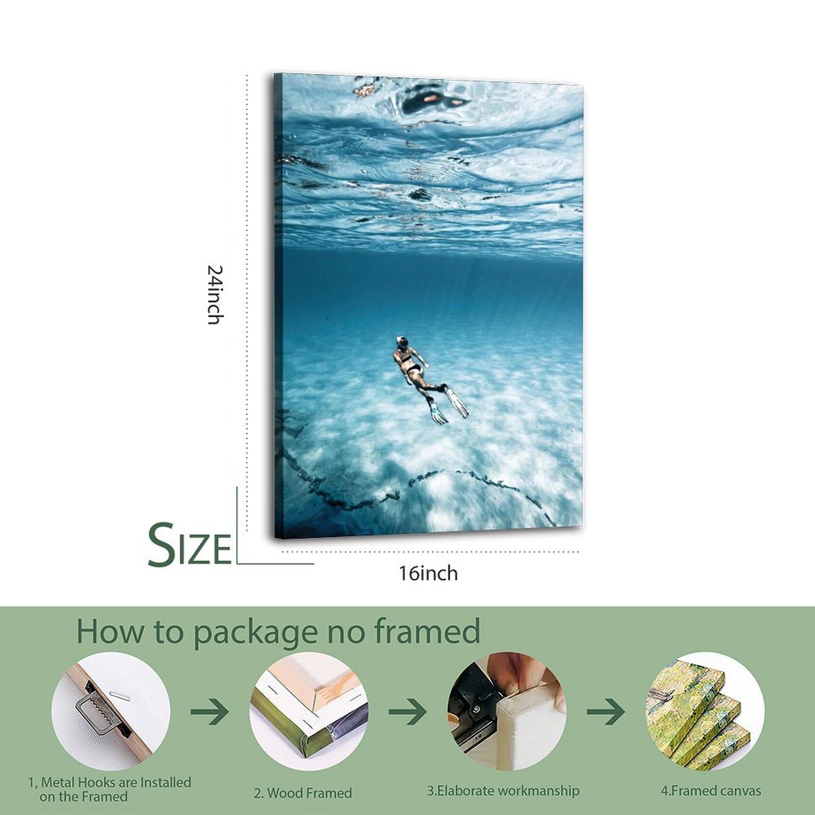 Diving Sports Poster Sports Sea Nature Beach Wave Poster Decorative Painting Canvas Wall Art Picture Print Modern Family Bedroom Decor