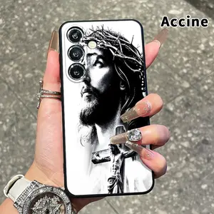 Straight Edge Phone Case Compatible with Samsung Galaxy S26 S23 Ultra S24 Plus S25 S22 Christ's Sacrifice Vision Pattern Pocket-Friendly Shockproof Liquid Silicone Protective Soft Smartphone Casing