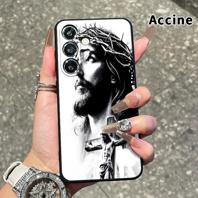 Straight Edge Phone Case Compatible with Samsung Galaxy S26 S23 Ultra S24 Plus S25 S22 Christ's Sacrifice Vision Pattern Pocket-Friendly Shockproof Liquid Silicone Protective Soft Smartphone Casing