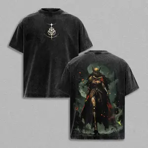 Retro Vintage Malenia Elden Ring Oversized Washed T-Shirt 100% Premium Cotton Classic Fit Menswear Top Soft Durable Black Apparel Clothes